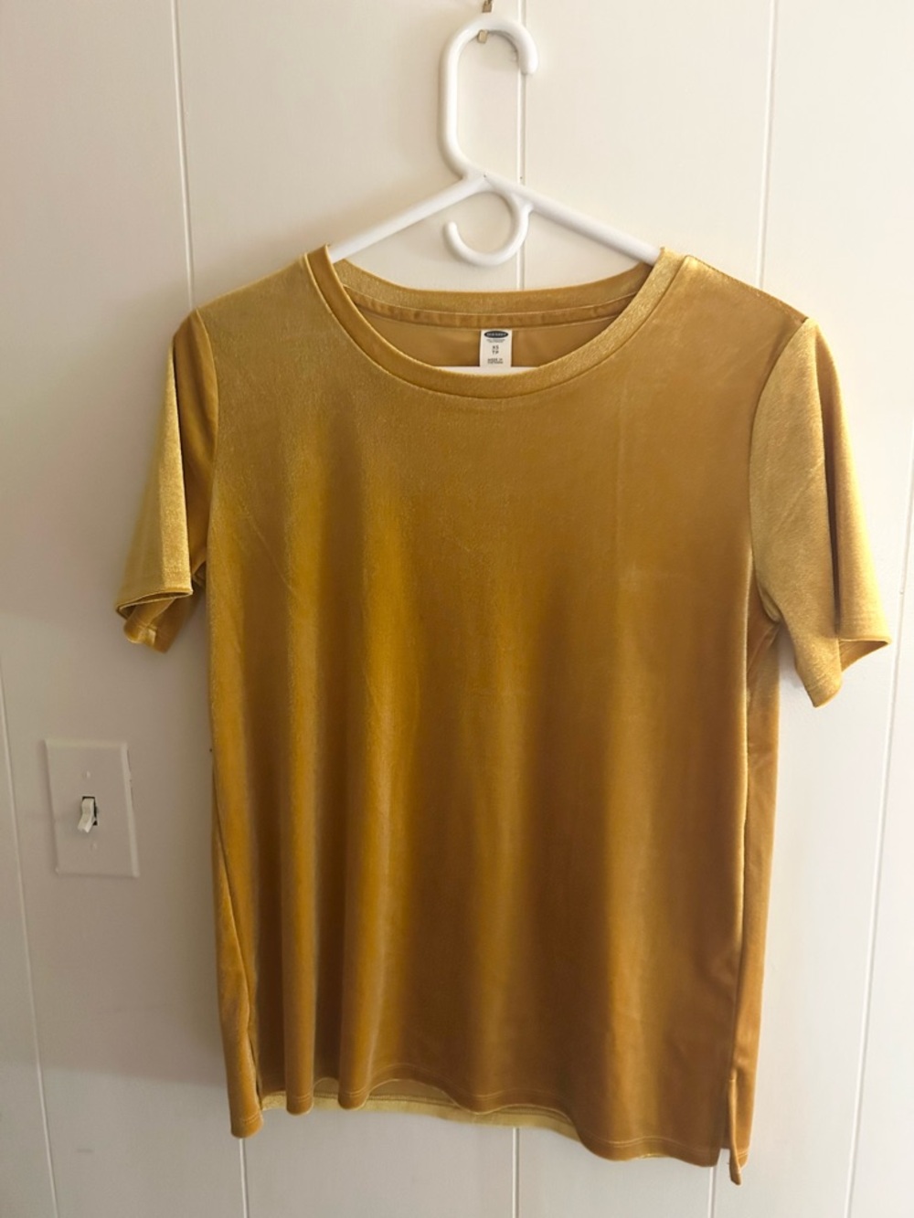 Old Navy Women’s Velvet T-Shirt in Mustard Yellow